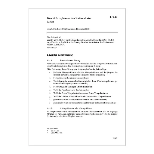 [0017113] Geschäftsreglement des Nationalrates GRN
