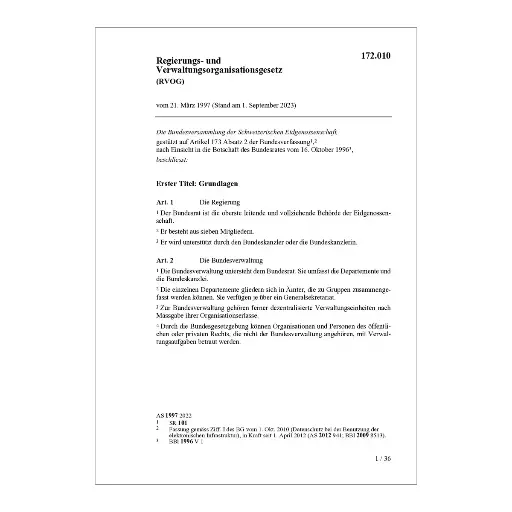 [00172010] BG Regierungsorganisation, RVOG