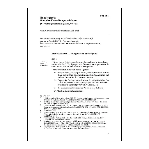 [00172021] BG Verwaltungsverfahren, VwVG