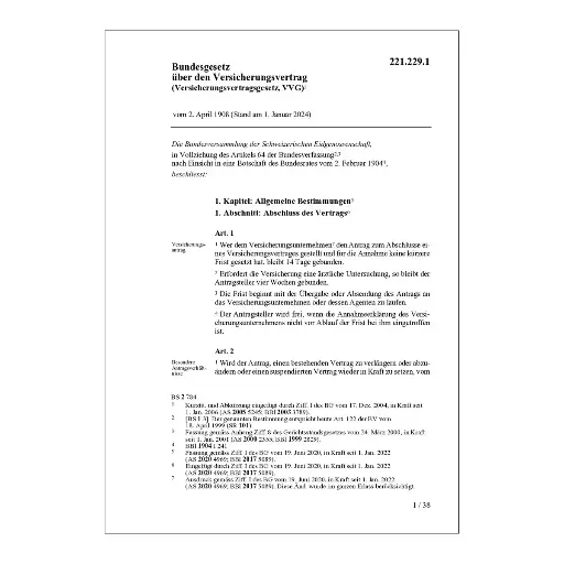 [002212291] BG Versicherungsvertrag, VVG