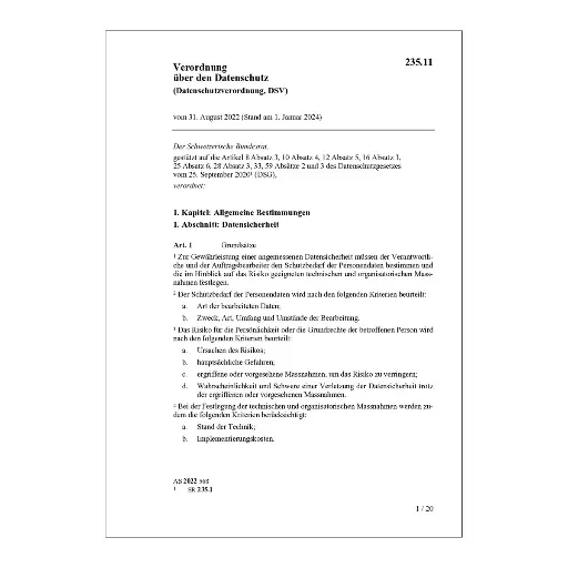 [0023511] Datenschutzverordnung, DSV