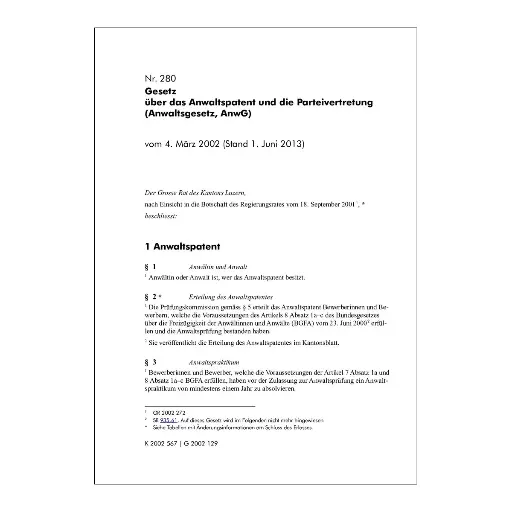 [00280000004] AnwG, Anwaltsgesetz Luzern