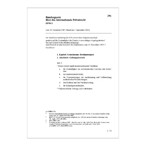 [00291] BG Internationale Privatrecht, IPRG