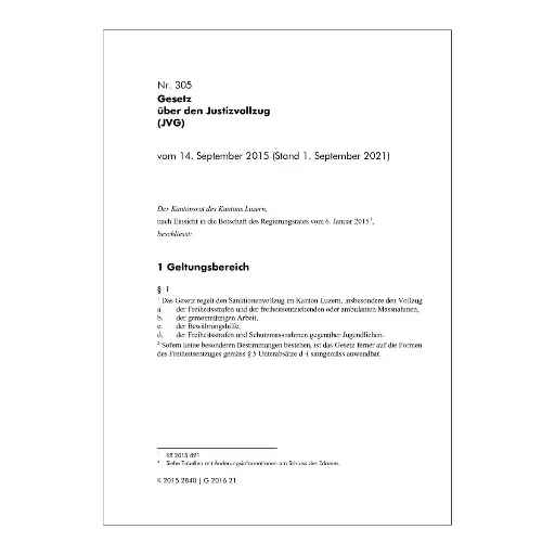 [00305000004] Gesetz über den Justizvollzug (JVG) - Luzern