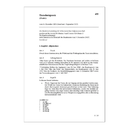 [00455] Tierschutzgesetz, TSchG