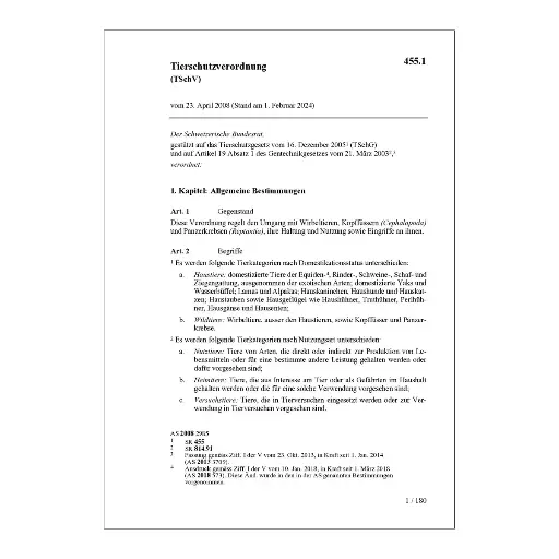 [004551] Tierschutzverordnung, TSchV