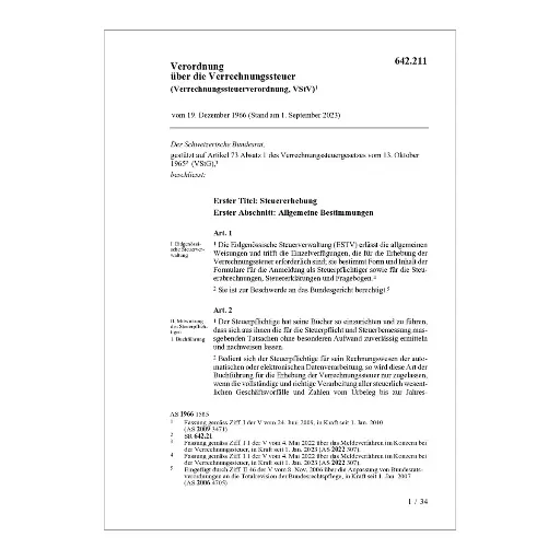 [00642211] VV zu BG über Verrechnungssteuer, VStV