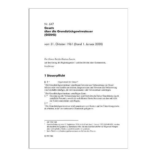 [00647000004] GGStG, Gesetz über die Grundstückgewinnsteuer Luzern