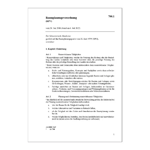 [007001] V über die Raumplanung, RPV