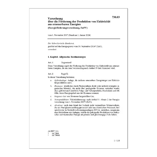 [0073003] V Energieförderungsverordnung, EnFV