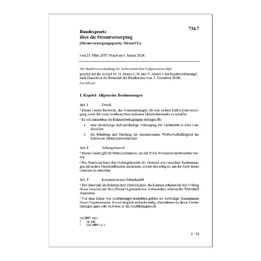 [007347] Stromversorgungsgesetz, StromVG