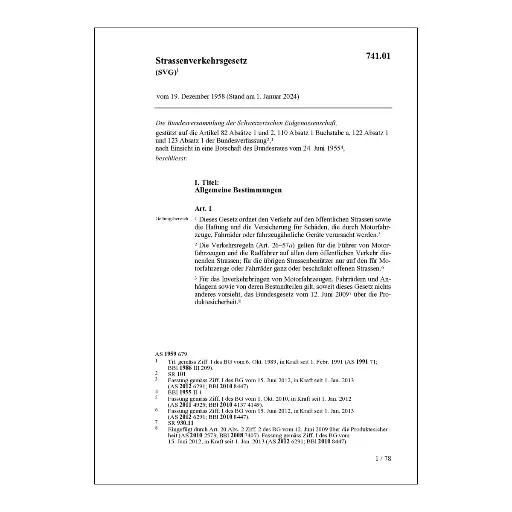 [0074101] Strassenverkehrsgesetz, SVG