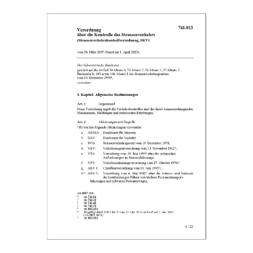 [00741013] Strassenverkehrskontrollverordnung, SKV
