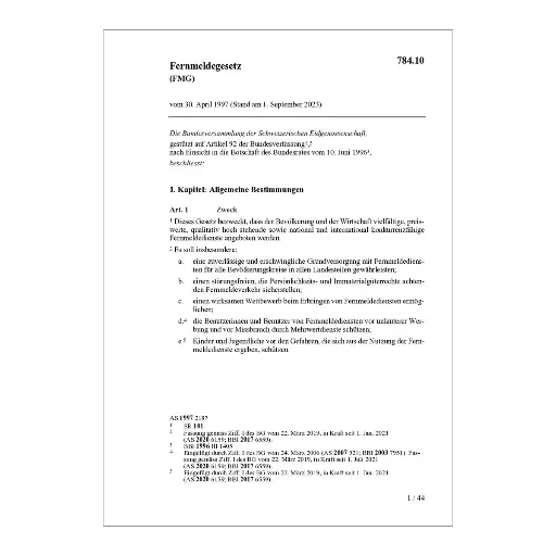 [007841] Fernmeldegesetz, FMG