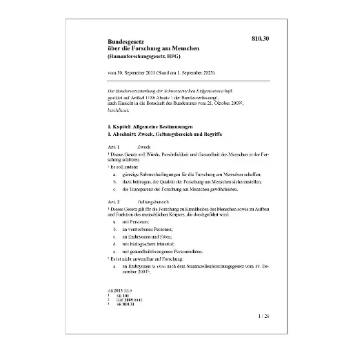 [0081030] Humanforschungsgesetz, HFG