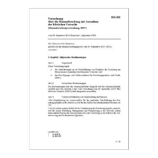 [00810301] Humanforschungsverordnung, HFV