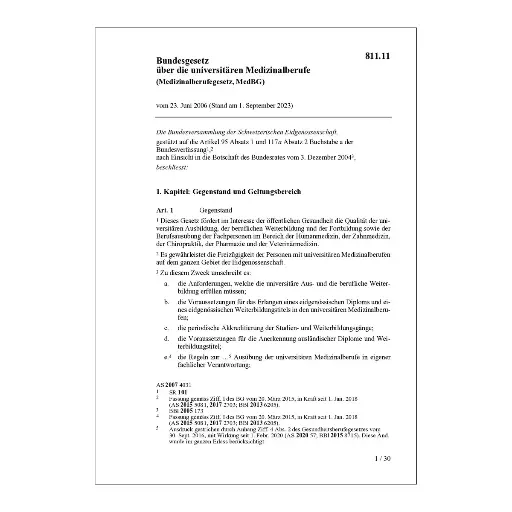 [00811110] Medizinalberufegesetz, MedBG