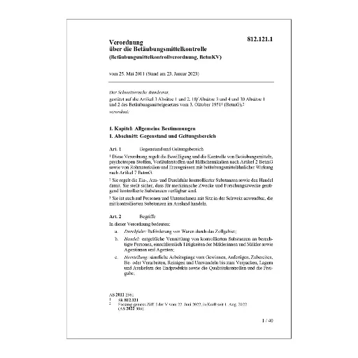 [008121211] Betäubungsmittelverordnung, BetmKV