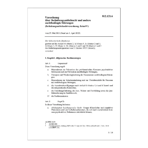[008121216] Betäubungsmittelsuchtverordnung, BetmSV