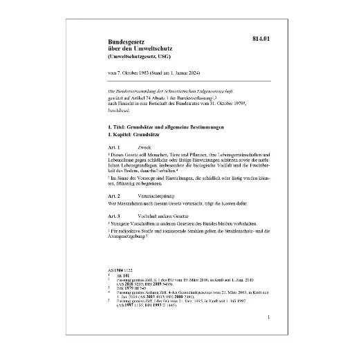 [0081401] BG über den Umweltschutz, USG