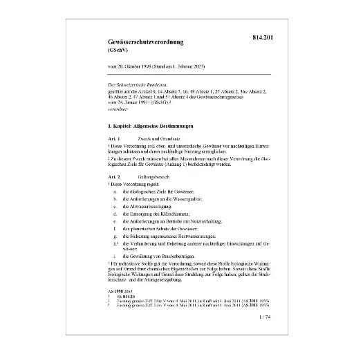 [00814201] Gewässerschutzverordnung, GSchV