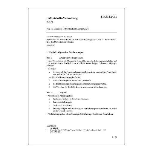 [008143181421] Luftreinhalte-Verordnung, LRV