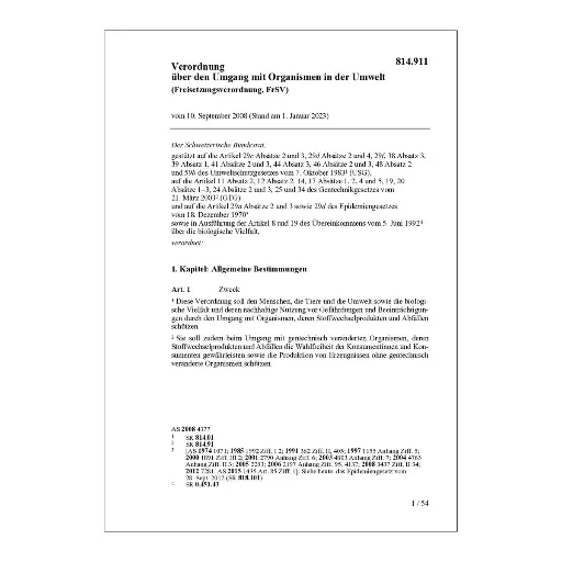 [00814911] Freisetzungsverordnung FrSV