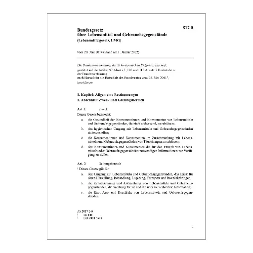 [008170] BG Lebensmittel/Gebrauchsgegenstände LMG
