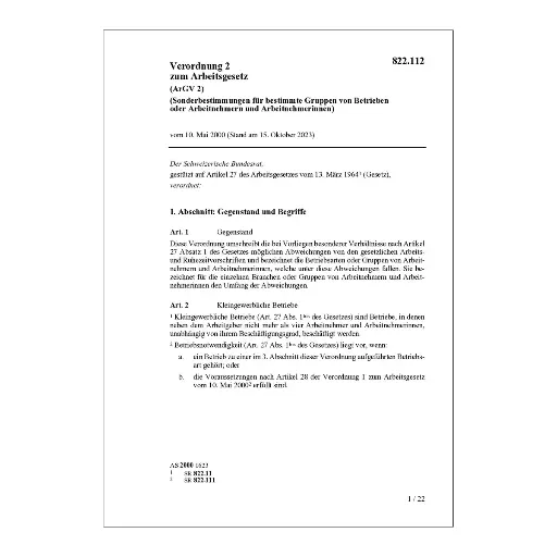 [00822112] V Nr. 2 zum Arbeitsgesetz, ArGV 2