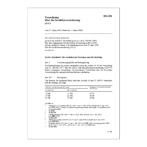 [00831201] Verordnung Invalidenversicherung, IVV
