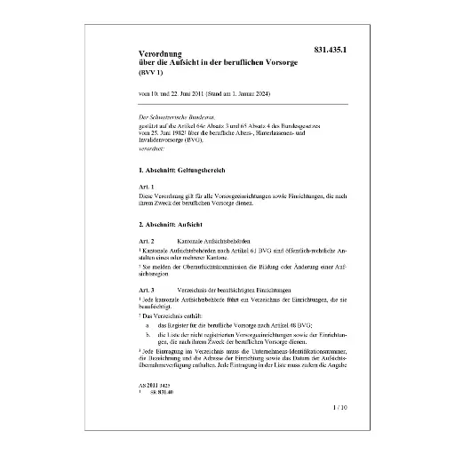 [008314351] V Aufsicht beruflichen Vorsorge BVV 1