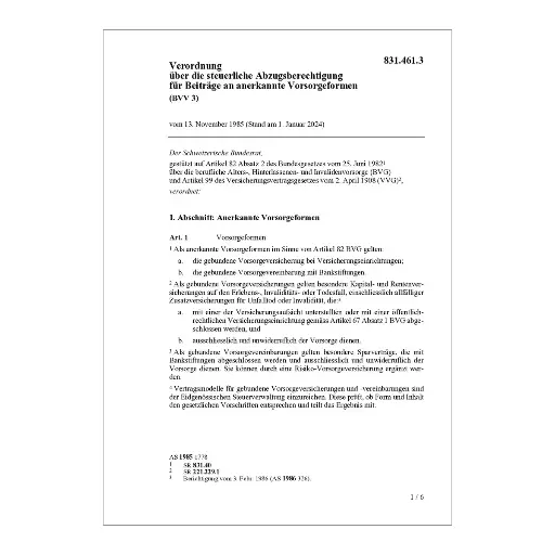 [008314613] V steuerl.Abzug Beiträge Vorsorgef,BVV 3