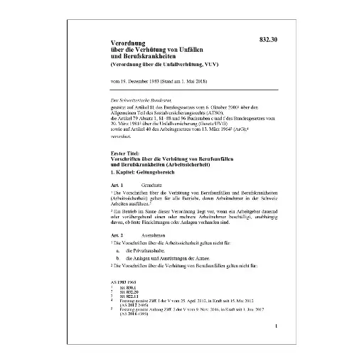 [008323] V Verhütung von Unfällen, VUV