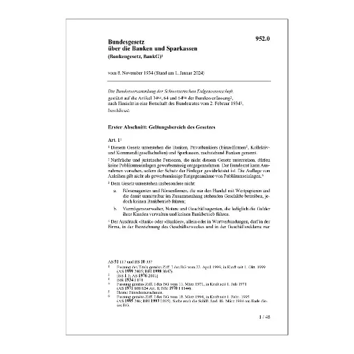 [00952] BG über Banken und Sparkassen, BankG