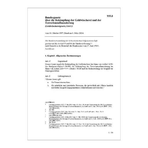 [009550] BG Bekämpfung Geldwäscherei Finanzsektor, GwG