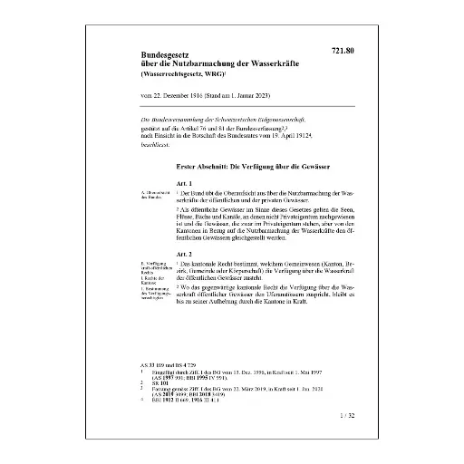 [0072180] BG Nutzbarmachung der Wasserkräfte, WRG