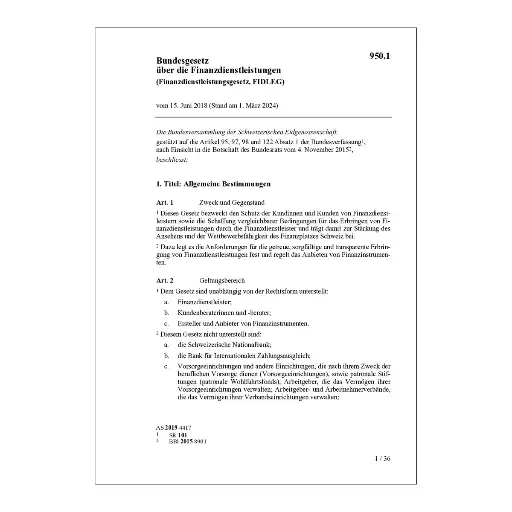 [009501] Finanzdienstleistungsgesetz, FIDLEG