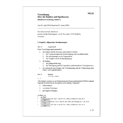[0095202] Verordnung über die Banken und Sparkassen (Bankverordnung, BankV)