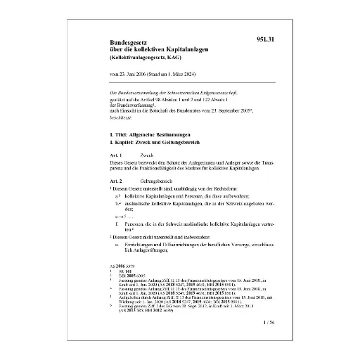 [0095131] Bundesgesetz über die kollektiven Kapitalanlagen (Kollektivanlagengesetz, KAG)