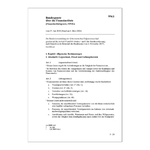 [009541] Bundesgesetz über die Finanzinstitute (Finanzinstitutsgesetz, FINIG)