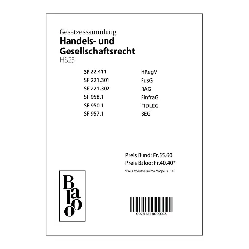 [251216000008] Gesetzessammlung Handels- und Gesellschaftsrecht HS25