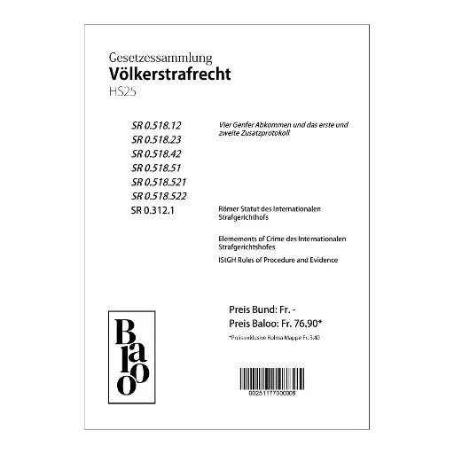 [251177000008] Gesetzessammlung Völkerstrafrecht HS25