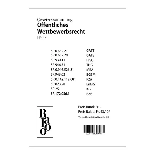 [251184000008] Gesetzessammlung Öffentliches Wettbewerbsrecht HS25